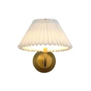 Danish Rechargeable Wall Light, Gold Metal with White Pleate