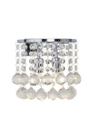 Hanna 2Lt Wall Light - Chrome Metal & Clear Crystal