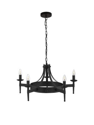 Cartwheel II 5Lt Pendant - Black Wrought Iron