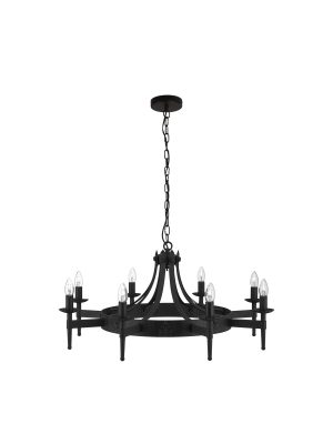 Cartwheel II 8Lt Pendant - Black Wrought Iron