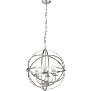 Orbit 6Lt Pendant - Satin Silver Metal
