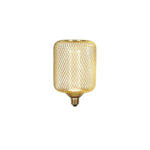 Wire Mesh Effect Drum Lamp - Gold Metal