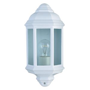 Maine Outdoor Wall Light - White Metal & Clear Glass