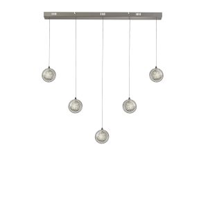 Quartz 5Lt Bar Ceiling Pendant - Chrome & Bubble Glass