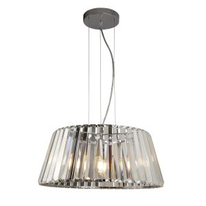 Tiara 5Lt Pendant to Semi-Flush - Chrome Metal & Clear Glass