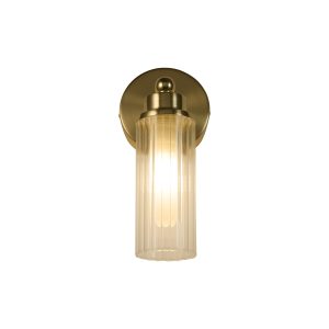 Imperial 1Lt Wall Light, Satin Brass Metal & Clear Ribbed Gl