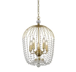 Shower 5Lt Pendant - Gold Metal & Clear Crystal