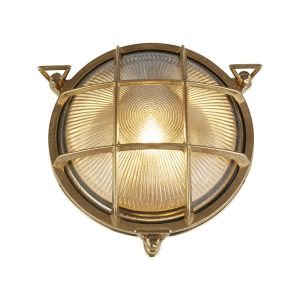 Bulkhead Round Outdoor Light - Solid Brass & Ribbed Glass
