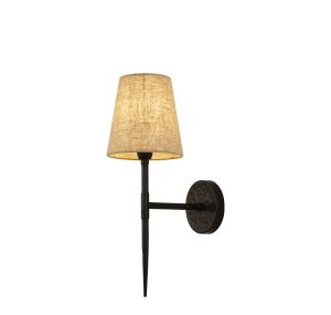 Gothic Wall Light - Hammered Black Metal & Natural Linen
