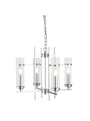 Milo 4Lt Pendant - Chrome Metal & Glass