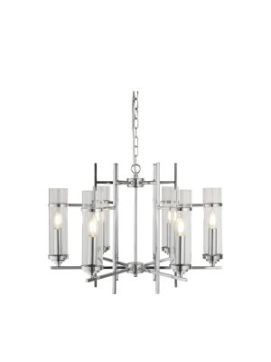 Milo 6Lt Pendant - Chrome Metal & Glass
