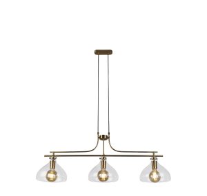 Margarita 3Lt Bar Pendant - Brass Metal & Clear Glass