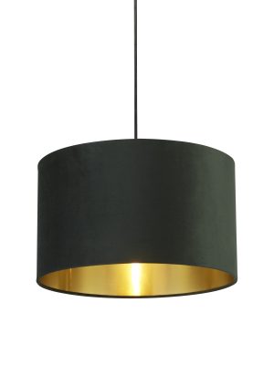 Drum Shade - Green Velvet with Gold Inner