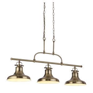 Dallas 3Lt Bar Pendant - Antique Brass Metal