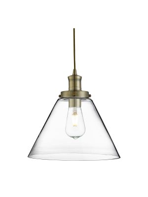 Pyramid  Pendant  - Antique Brass Metal & Glass