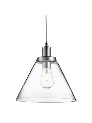Pyramid  Pendant  - Chrome Metal & Glass
