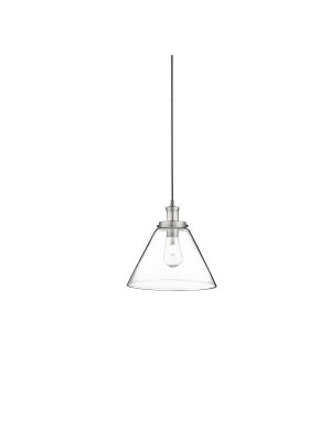 Pyramid  Pendant  - Satin Silver Metal & Glass