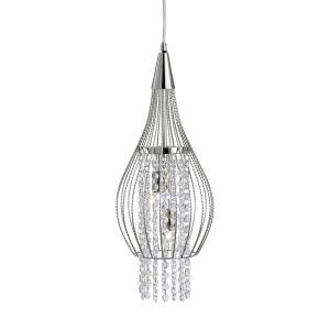 Rocket 2Lt Pendant - Chrome Metal & Crystal