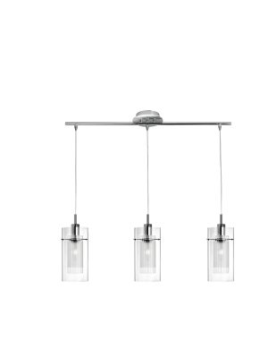 Duo I  3Lt Bar Pendant - Chrome Metal & Double Glass