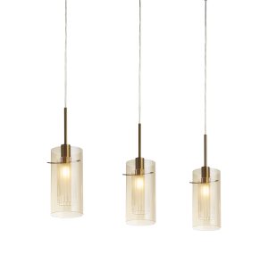 Duo III 3Lt Bar Pendant - Bronze Metal & Champagne Glass