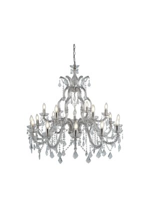 Marie Therese 18Lt Chandelier - Chrome Metal & Clear Crystal