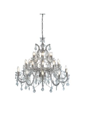 Marie Therese 30Lt Chandelier - Chrome Metal & Clear Crystal