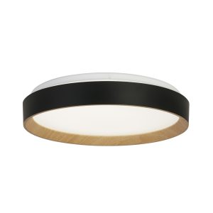 Sorrento LED Flush Black with Wood Transfer