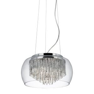 Curva 4Lt Pendant - Chrome Metal & Crystal Glass