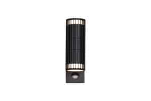Detroit 2Lt Up/Down Outdoor Wall Light with PIR, Black Metal