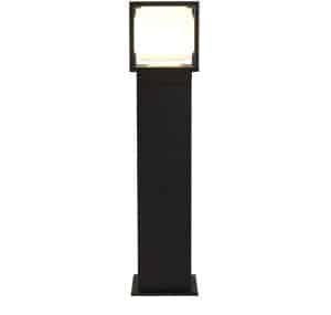 Athens Outdoor Post - Black Metal & Opal Glass