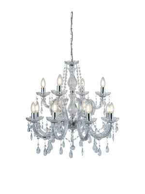 Marie Therese 12Lt Chandelier - Chrome Metal & Clear Acrylic