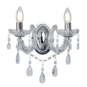 Marie Therese  2Lt Wall Light - Chrome Metal & Clear Acrylic