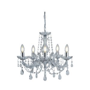 Marie Therese  5Lt Pendant - Chrome Metal & Clear Acrylic