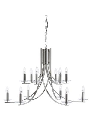 Ascona 12Lt Pendant - Satin Silver & Clear Glass Sconces