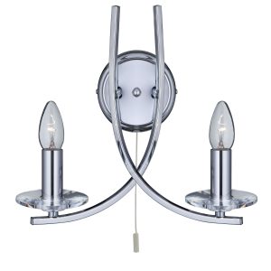 Ascona 2Lt Wall Light - Chrome Metal & Glass