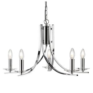 Ascona 5Lt Pendant - Chrome Metal & Glass