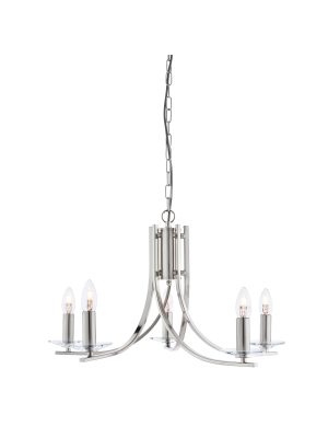 Ascona 5Lt Pendant - Satin Silver & Clear Glass Sconces