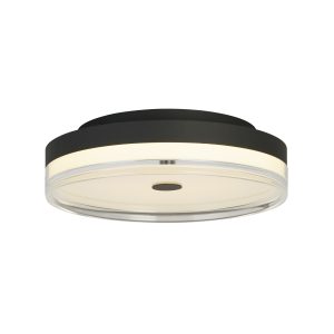 Cyprus LED Flush, Black Metal and Clear Acrylic