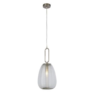 Elixir Pendant - Satin Nickel Metal & Ribbed Glass