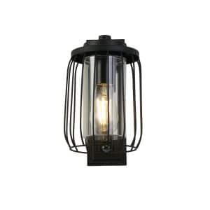 Reed 1Lt Wall Light with PIR , Black Metal and PC Shade