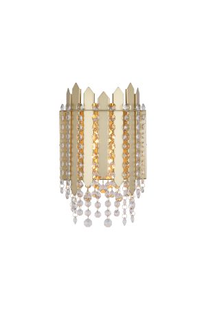 Spear 2Lt Wall Light, Gold Metal with Clear Crystal