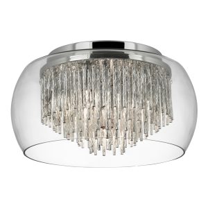 Curva 4Lt Flush - Chrome Metal & Crystal Glass