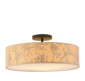 Isla 3Lt Flush Recycled Paper Shade and Black Metal
