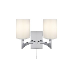 Gina 2Lt Wall Light - Chrome & White Glass Shades