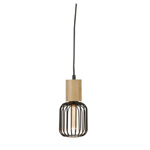 Spinny Pendant - Wood & Matt Black Metal