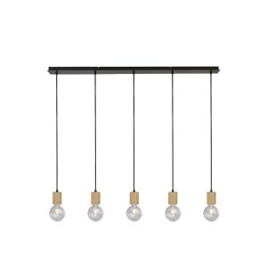 Spinny 5Lt Bar Pendant - Wood & Matt Black Metal