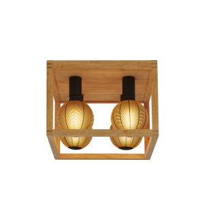 Square  4Lt Flush - Natural Wood & Black Metal