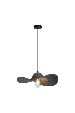 Ripple 1Lt Pendant, Black Metal, Felt