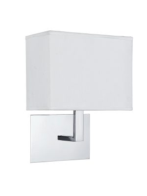 Hotel Wall Light - Chrome Metal & White Fabric Shade