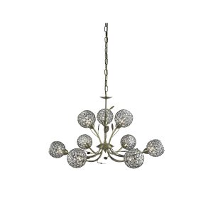 Bellis Ii 9Lt Pendant - Antique Brass & Clear Crystal Beads